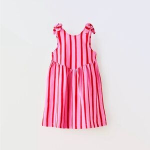 Zara Pink and Red Striped Kids Dress